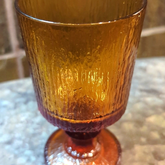 Vintage Ravenhead Siesta Amber Footed Wine Water Glasses - Picture 5 of 5